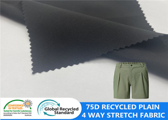 92% gerecycleerde Polyester 8% Spandex Duidelijke 75D 4 de Stoffen Sneldrogende Stof van de Manierrek