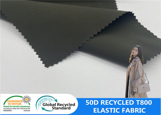 50D 100% recycleerde Plastic van de de Polyesterrek van de Flessenstof T800 de Windjekker Waterdichte Elastische Stof